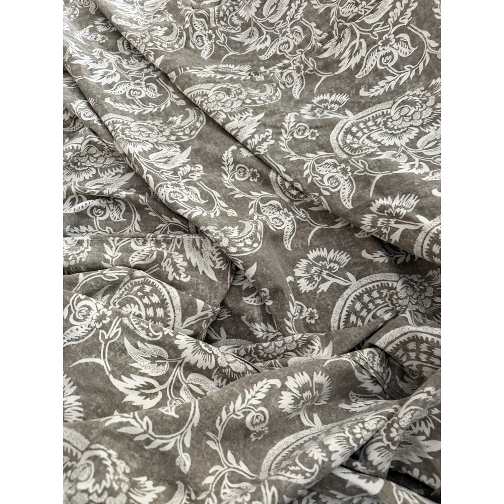 Pottery Barn Alessandra Scroll King Size Duvet Cover Linen Blend Taupe Gray 2015